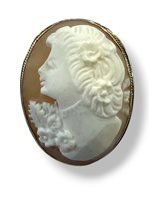 Brooch Mandile 1922 Woman Cammei  in Silver Conchiglia 2MSPC13